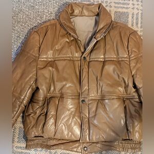 ROBERT COMSTOCK Men's Brown LEATHER Puffer Jacket VINTAGE 80s 44